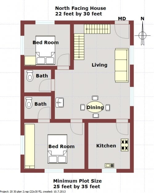 Duplex-house-plan-for-North-facing-Plot-22-feet-by-30-feet-2